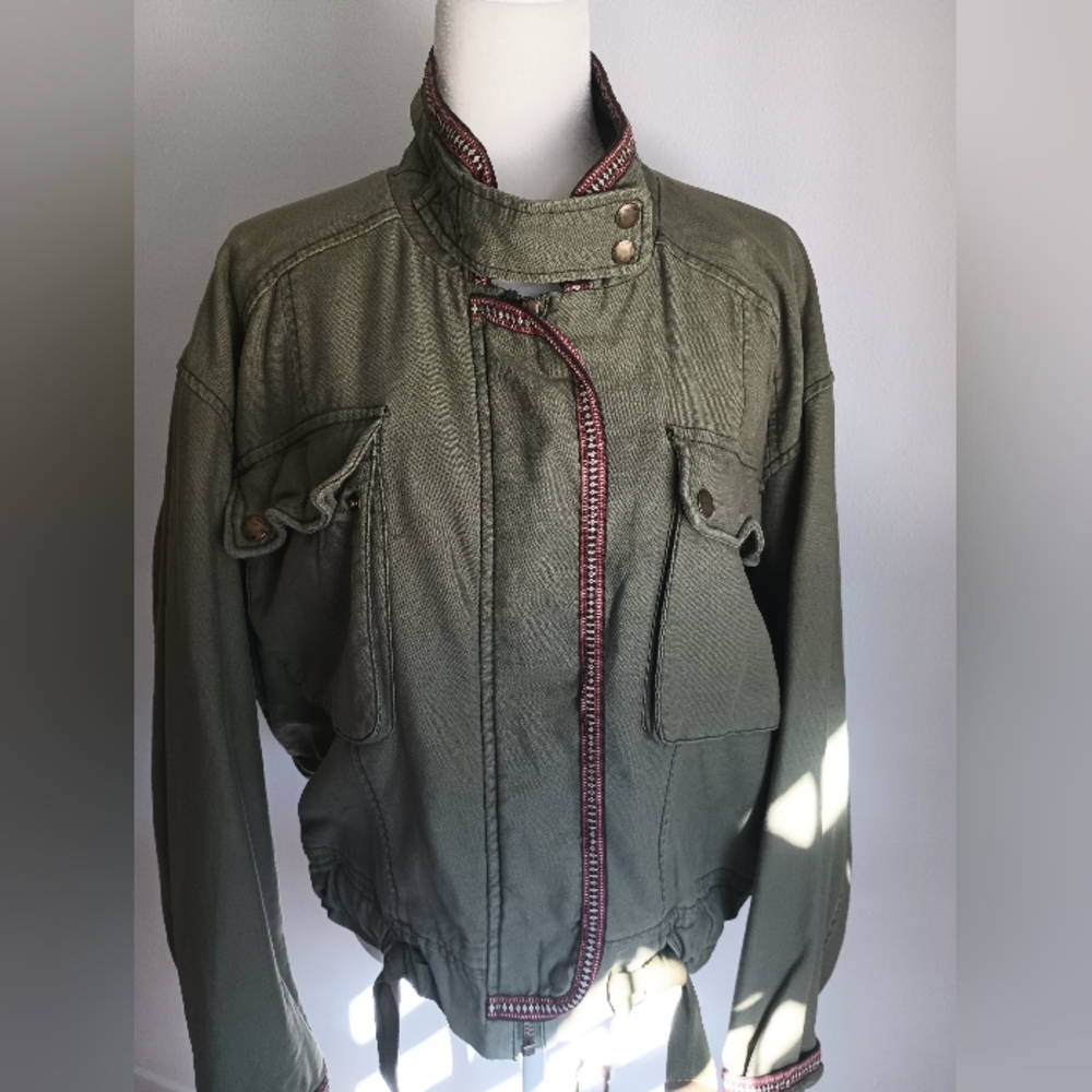 Free People "Green Front" bomber jacket